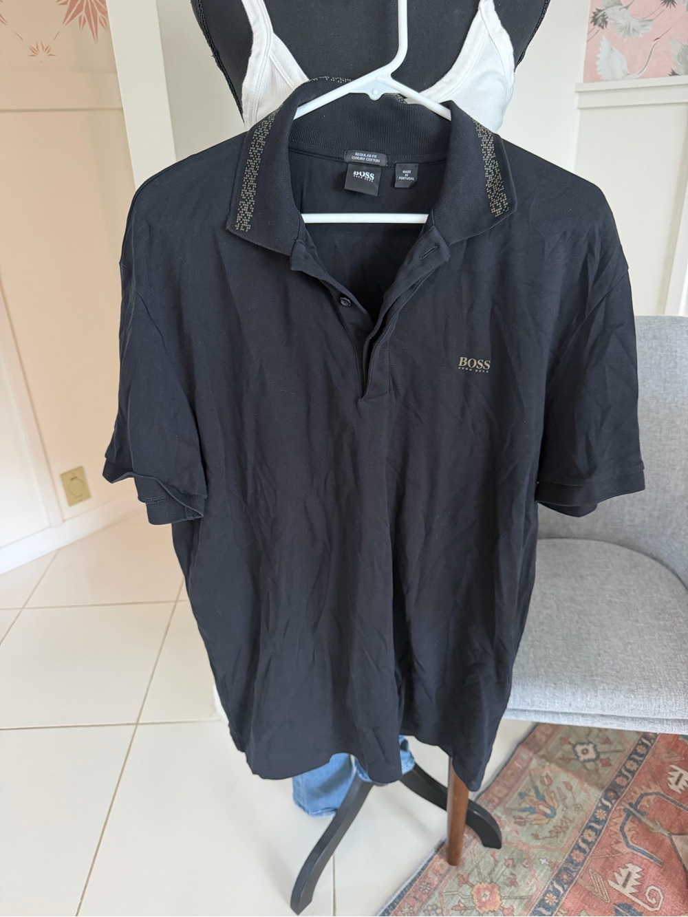 Hugo Boss 'Boss' Men's Black Polo Shirt, size XXXL Luxury Cotton Collar Detail